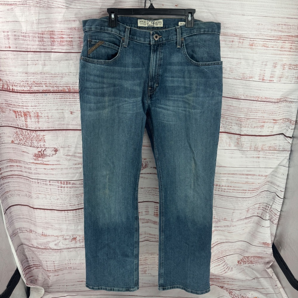 Ariat Legacy M4 Relaxed Boot Cut Jeans Mens 38x34 Medium Wash Blue Denim